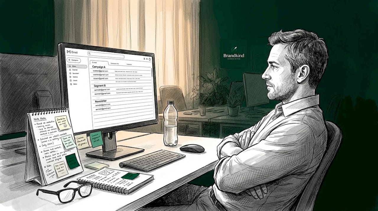 Marketer analyzing personalized email strategy at desk