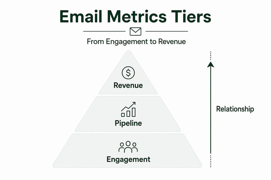 Hierarchy pyramid of email marketing metric tiers