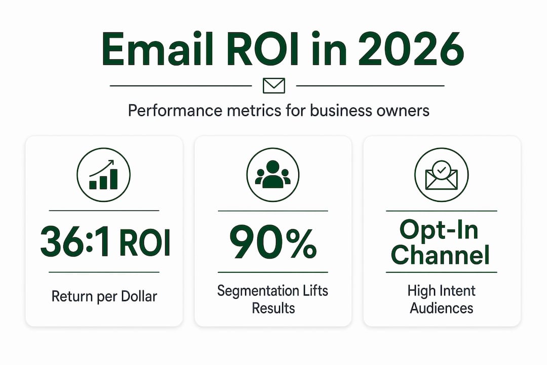 Infographic with key email marketing stats for 2026