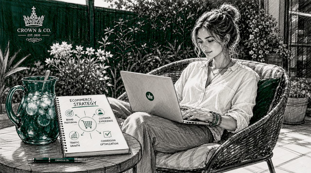 Hands using tech devices for ecommerce tools analysis