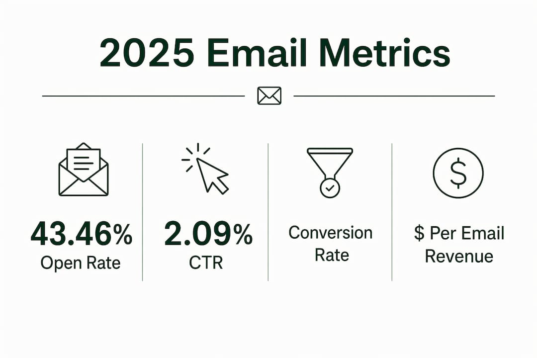 Infographic showing key 2025 email performance stats