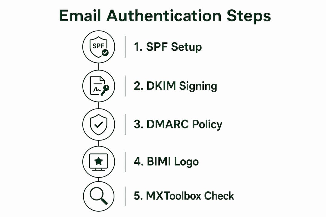 Infographic illustrating email authentication steps