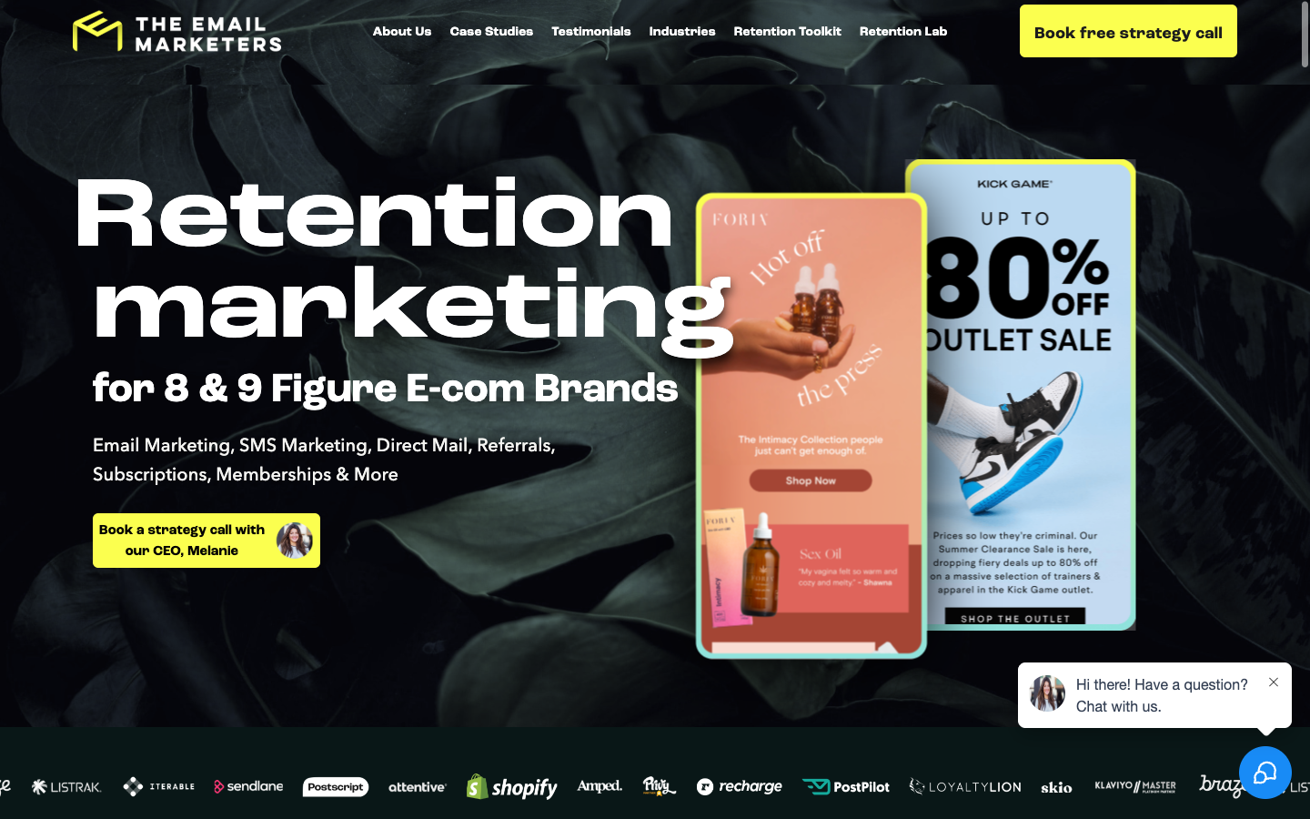 The Email Marketers: retention marketing for 7 to 9-figure ecommerce brands, staffed exclusively with senior specialists.