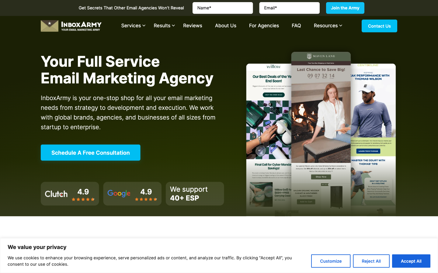 InboxArmy: a 120+ person production bench supporting 40+ messaging platforms.