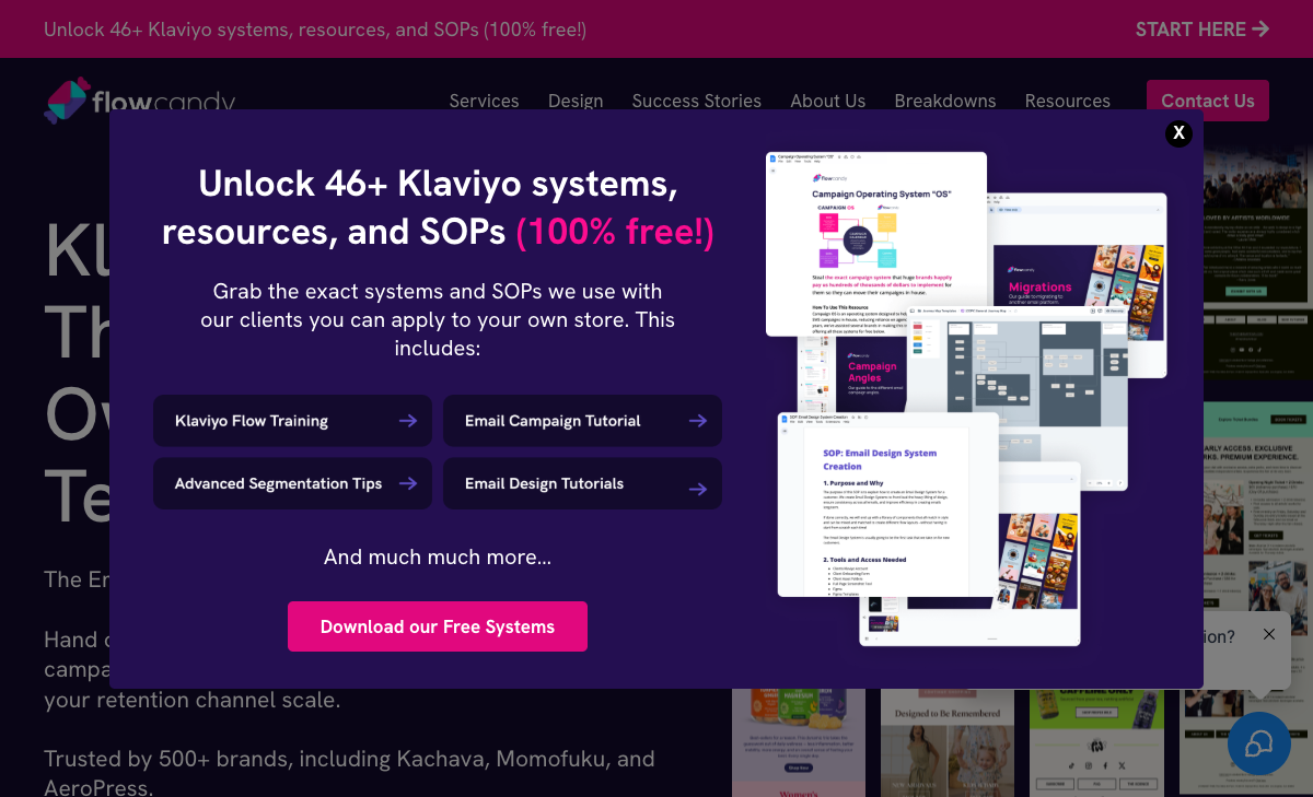 FlowCandy: 'Klaviyo Experts That Feel Like Your Own Retention Team,' a deliberately Klaviyo-only agency.