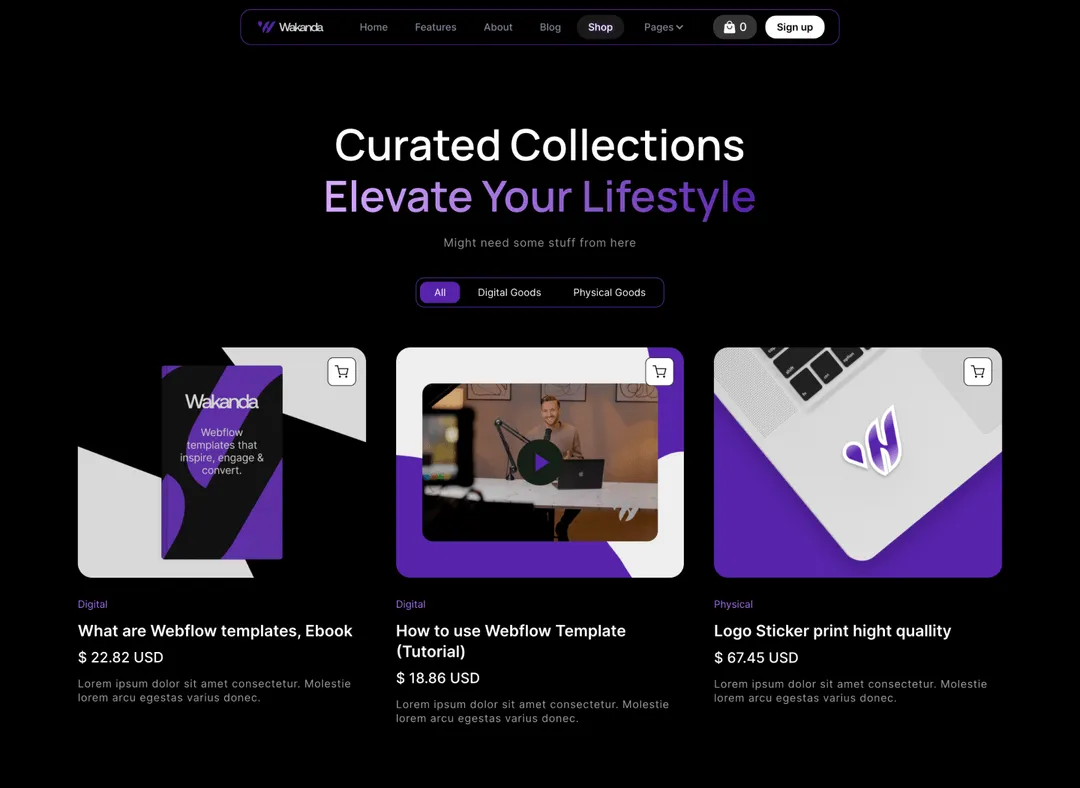 Saas Webflow Template - Wakanda - Designed by Azwedo.com and Wedoflow.com