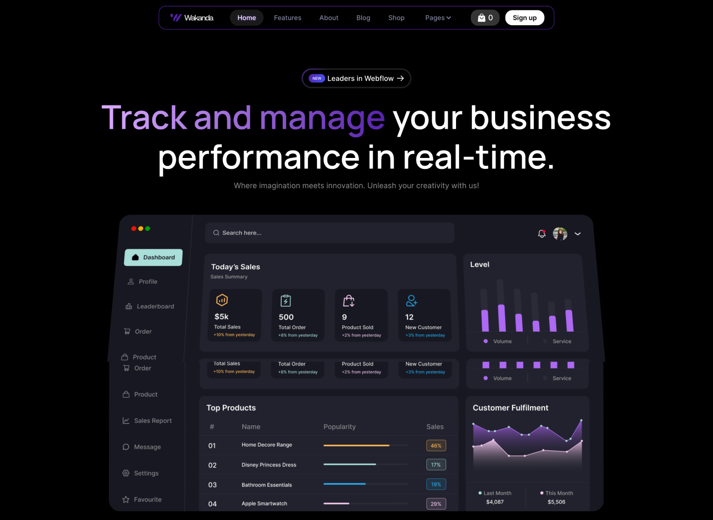 Saas Webflow Template - Wakanda - Designed by Azwedo.com and Wedoflow.com
