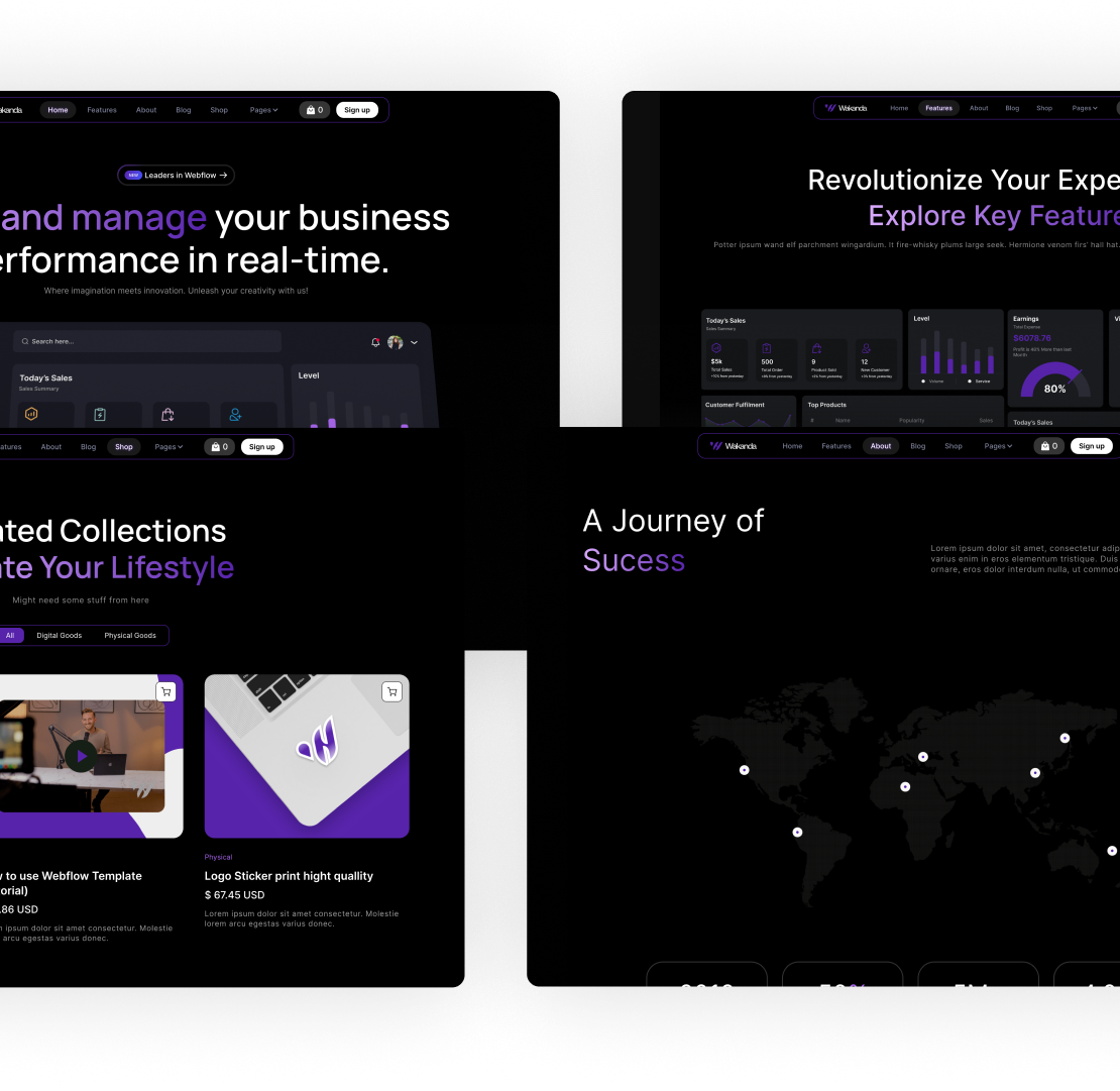 Saas Webflow Template - Wakanda - Designed by Azwedo.com and Wedoflow.com