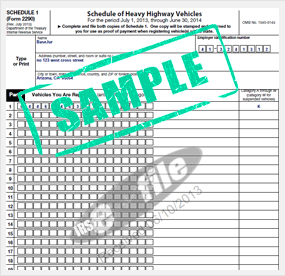 Stamped Schedule 1 Form 2290