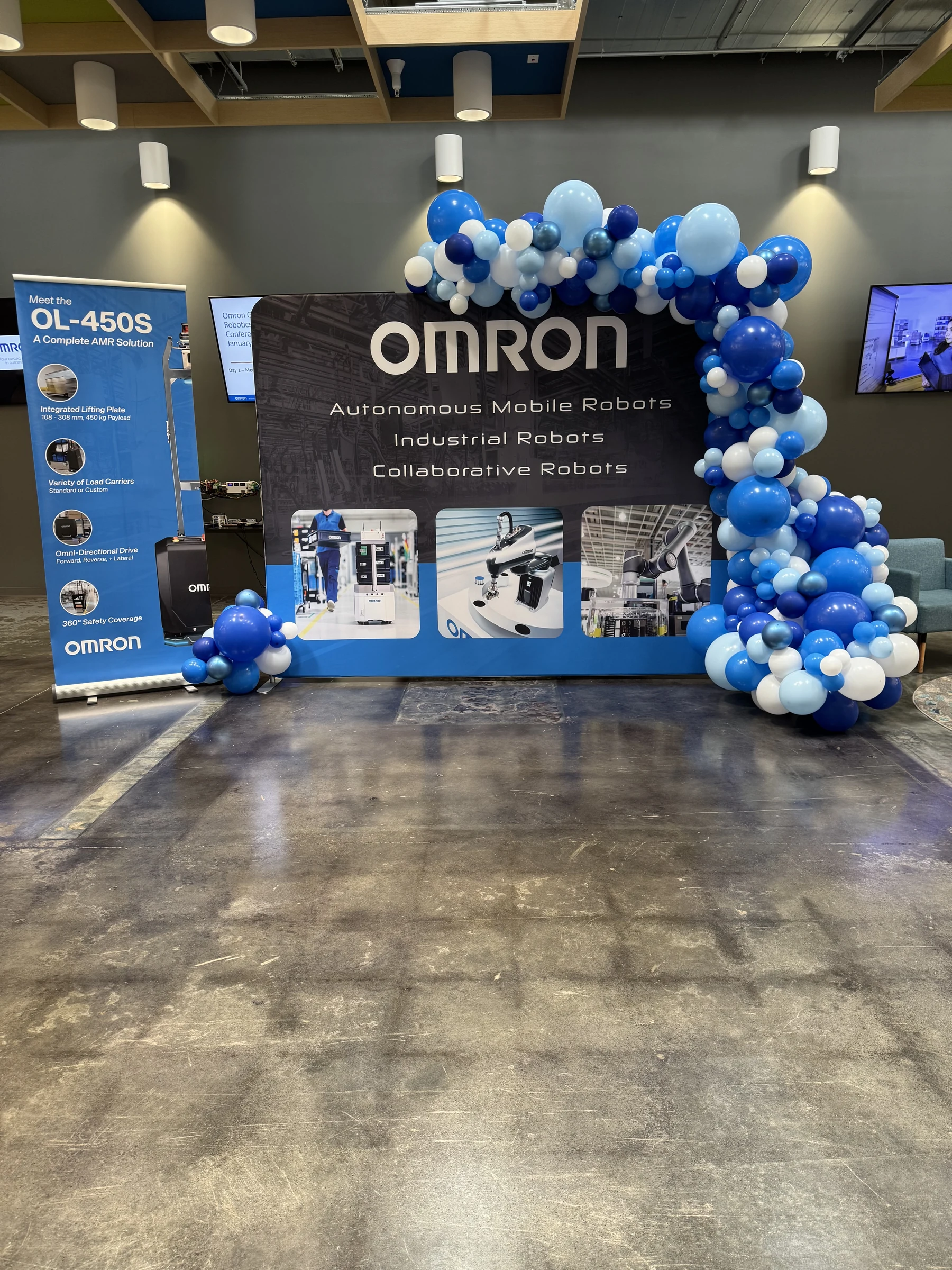 OMRON branded backdrop by Poptastic Parties