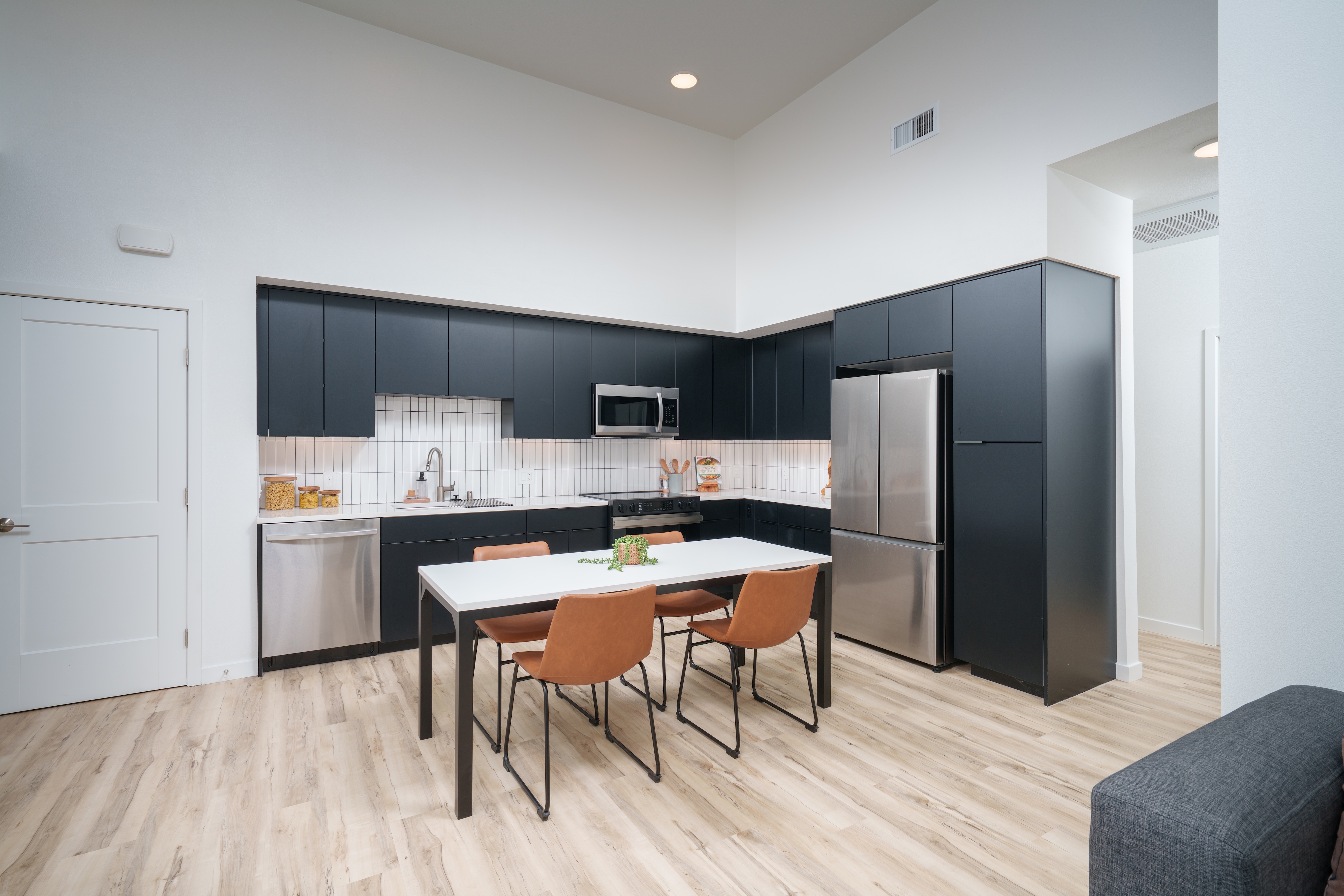 Kitchen with dark cabinets
