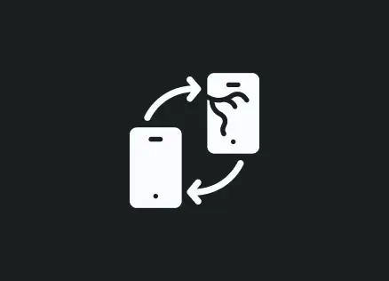 smartphone icon next to cracked smartphone icon