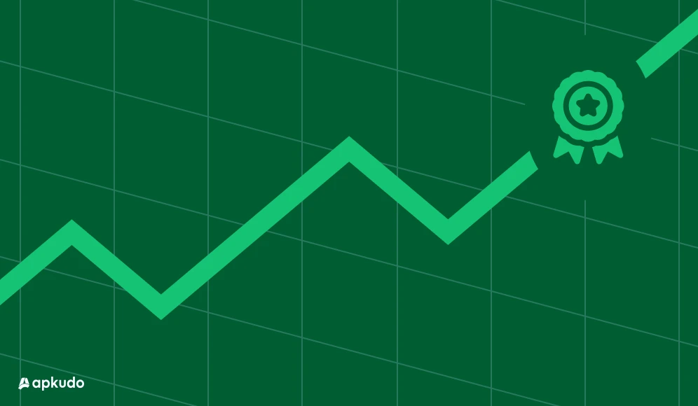 Line chart point upward with a award at the highest point