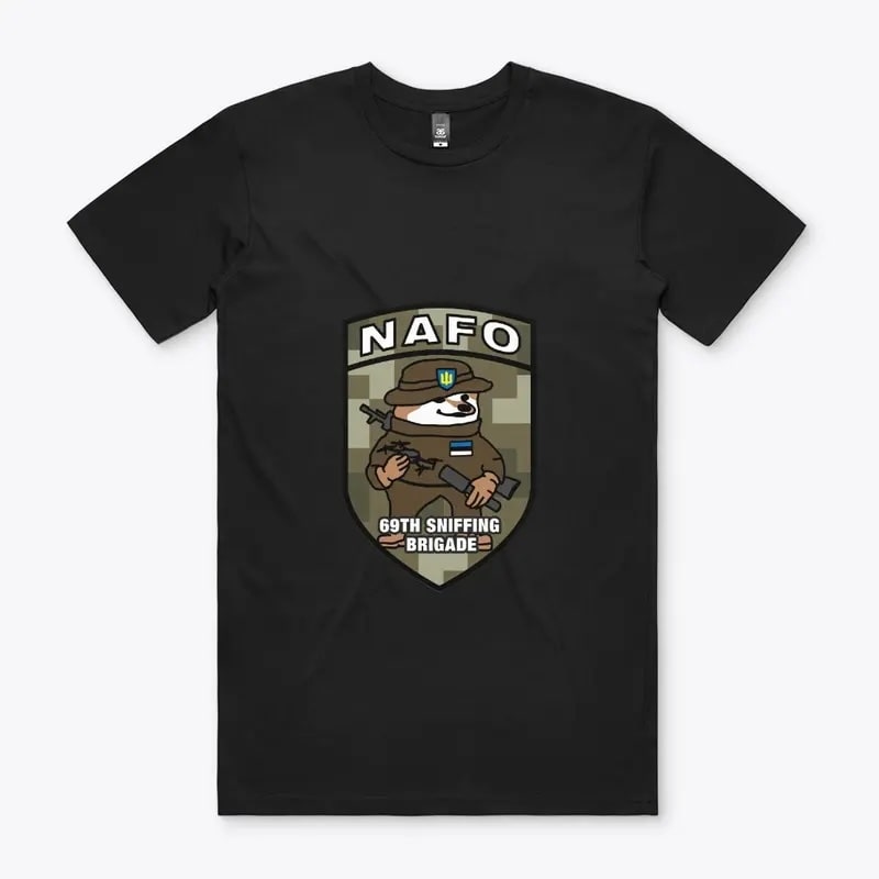 t-shirt with NAFO patch print
