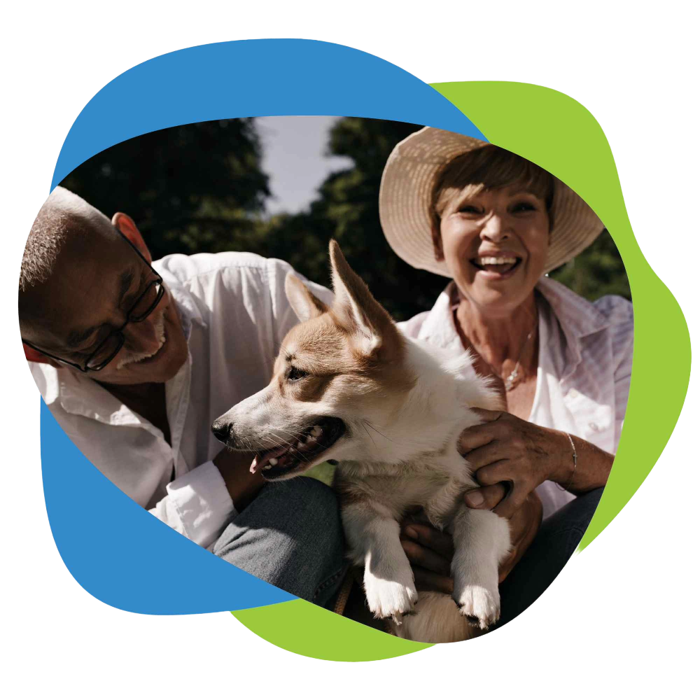 older couple with dog.