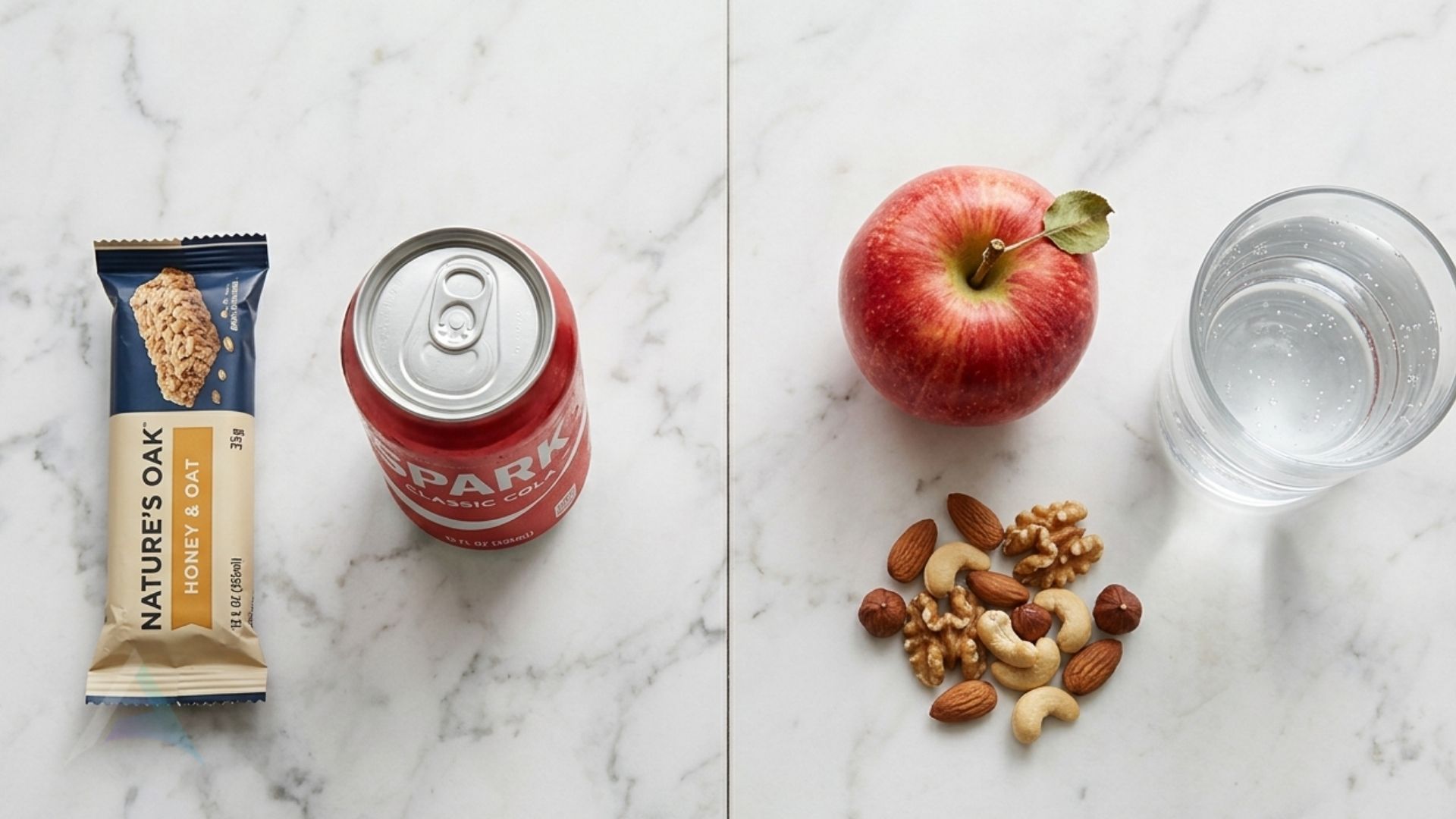 Comparison of sugary processed snacks versus whole food alternatives representing the impact of sugar on headaches, mood, and nervous system health