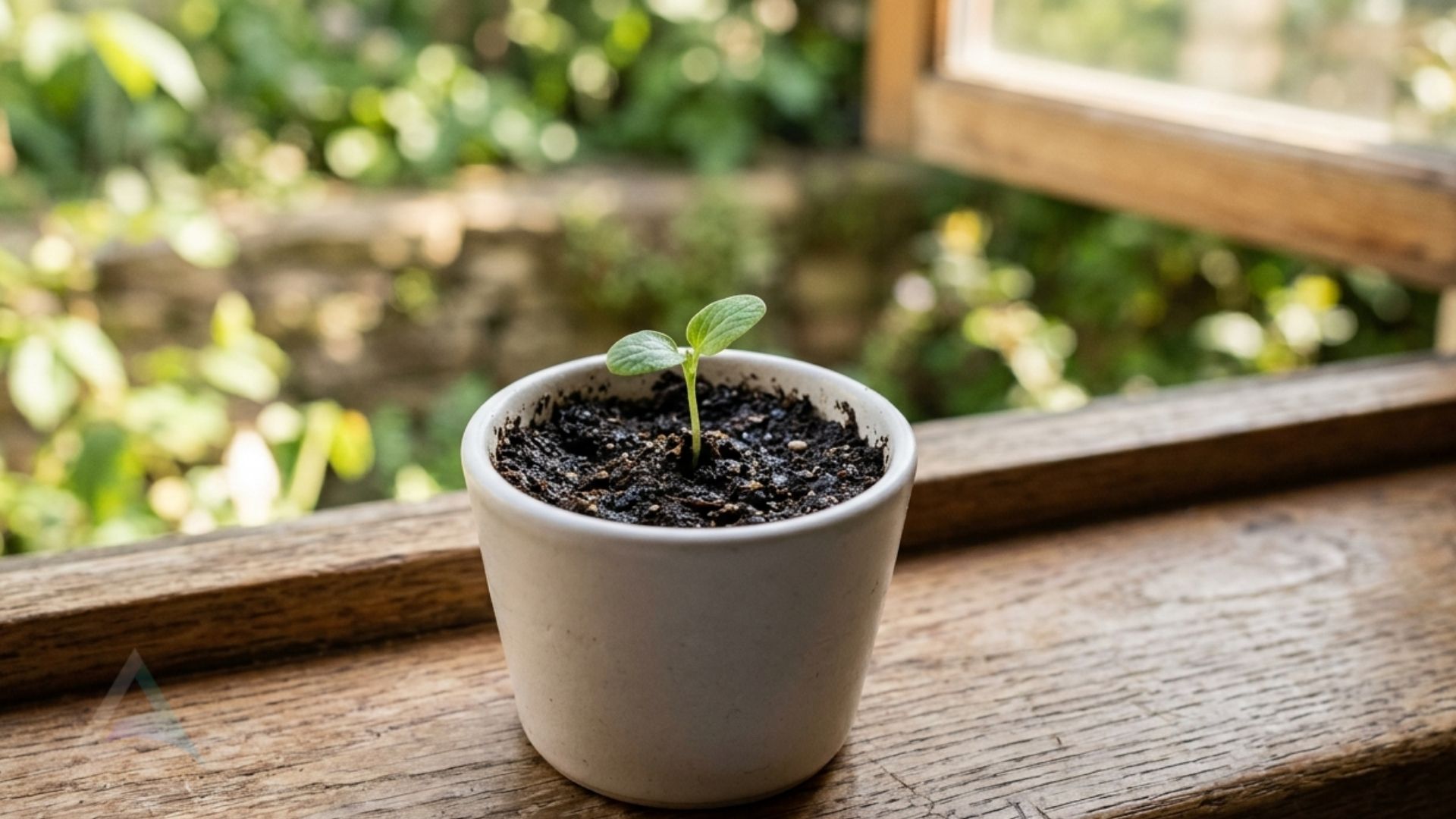 Small seedling sprouting from soil