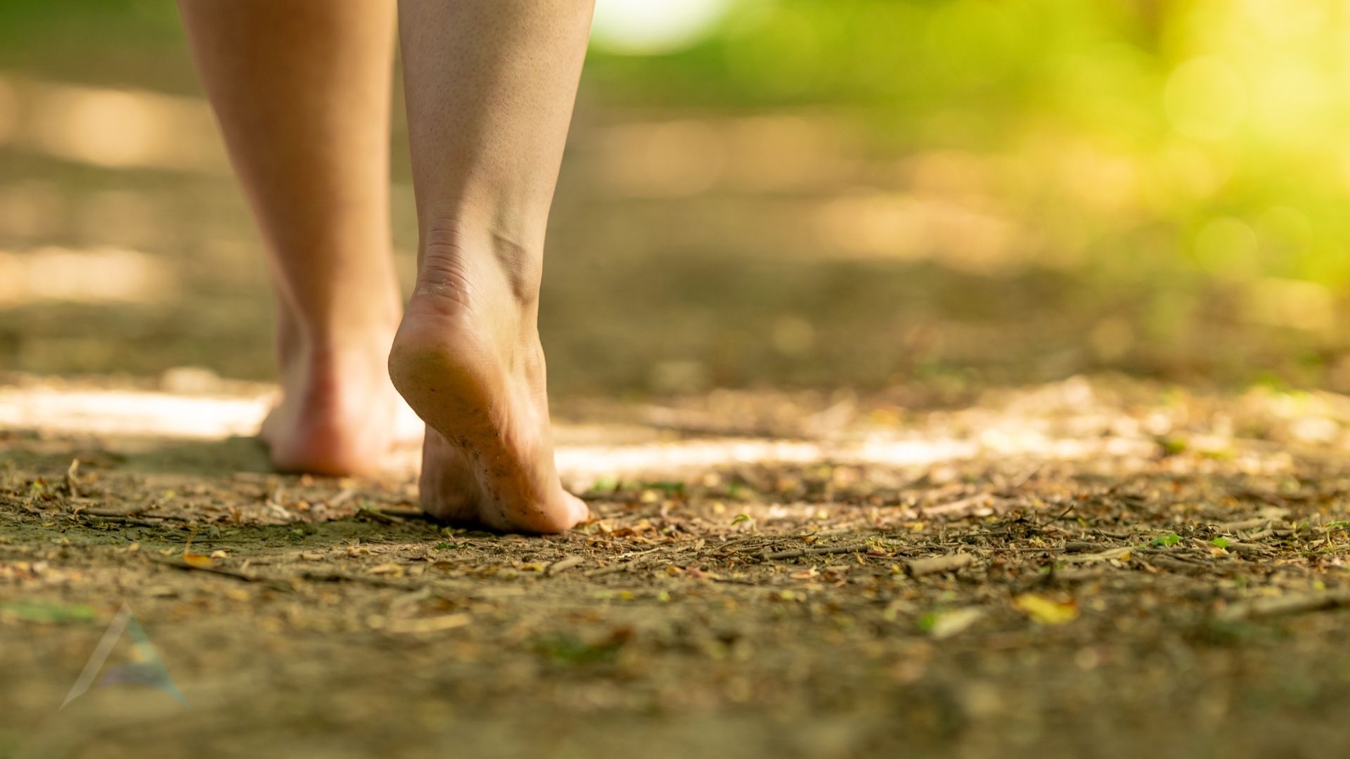 Bare feet standing on dark garden soil representing the grounding or earthing practice that supports nervous system calming, inflammation reduction, and healing