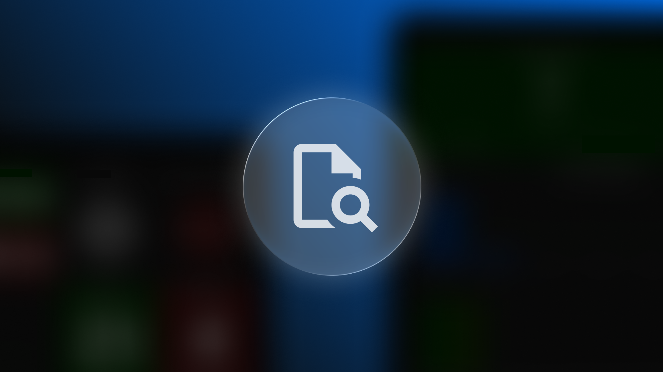 Document and magnifying glass icon symbolizing energy traceability and auditable ESG reports.