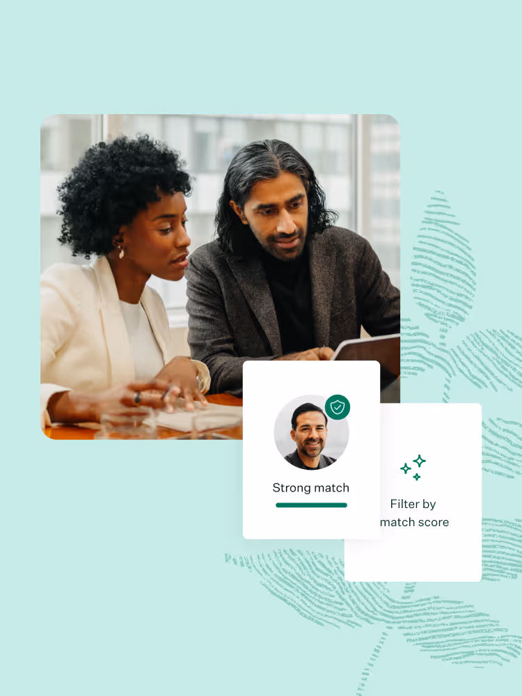 Woman-and-man-looking-at-RealTalent-strong-match-UI-m