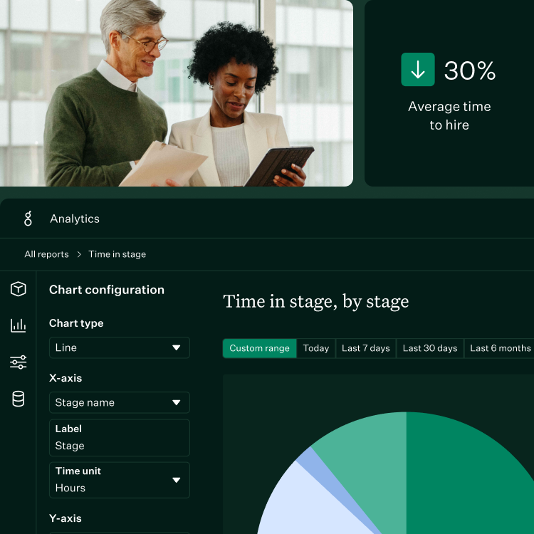 Grid of two people working together and Greenhouse Analytics UI