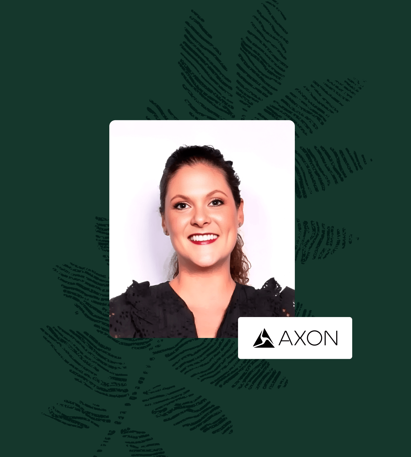 Gabrielle Mellon from Axon with fingerprint in background