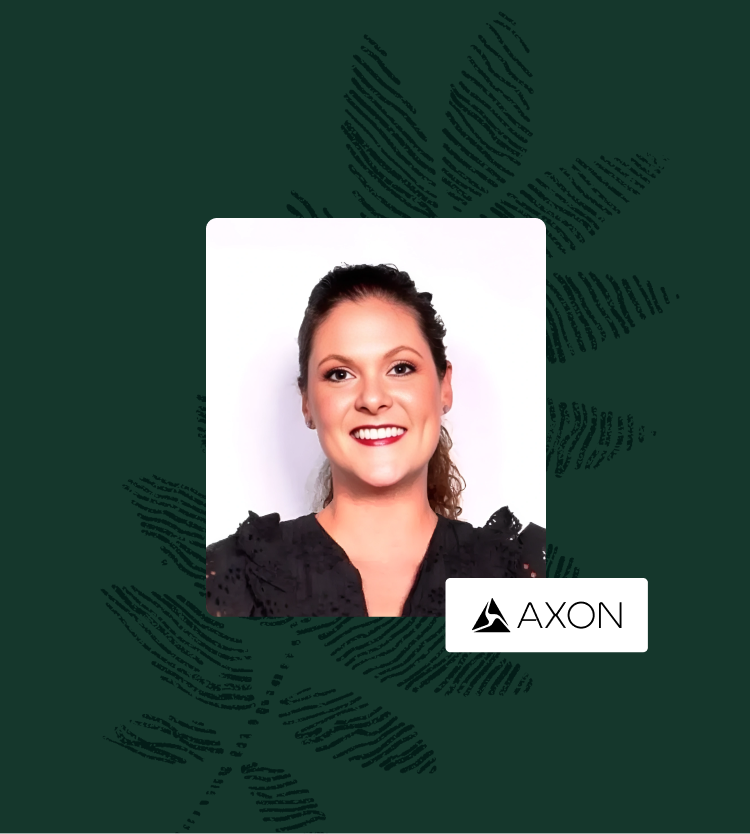 Gabrielle Mellon from Axon with fingerprint in background