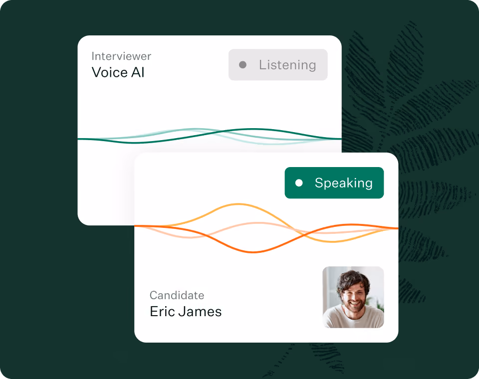 Voice AI interview in progress with green background