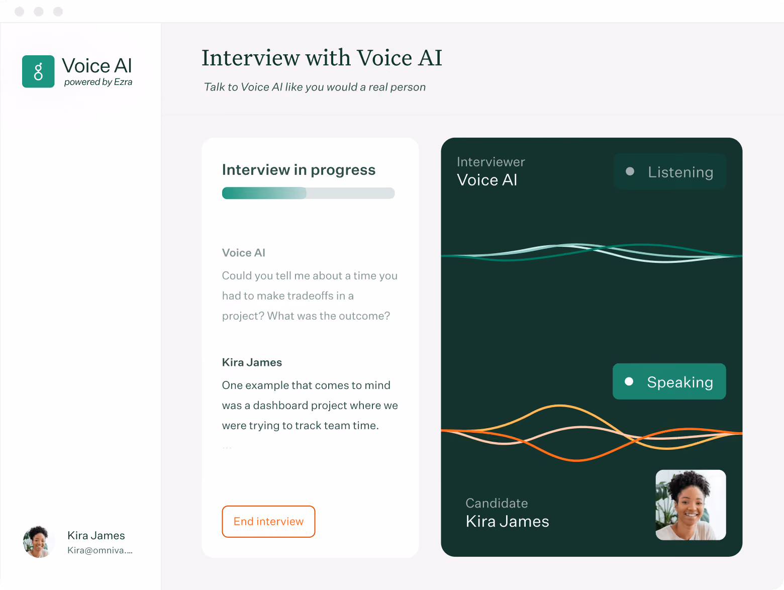 Voice AI during a candidate interview