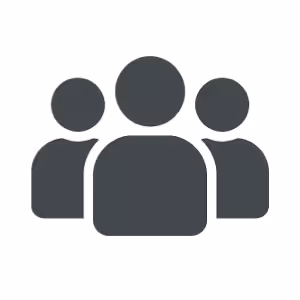 Icon of three people representing a group or community.