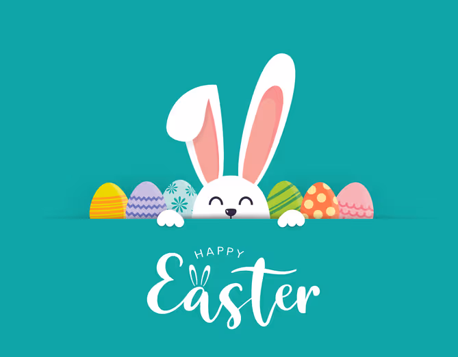 Easter poster, background with rabbit and eggs