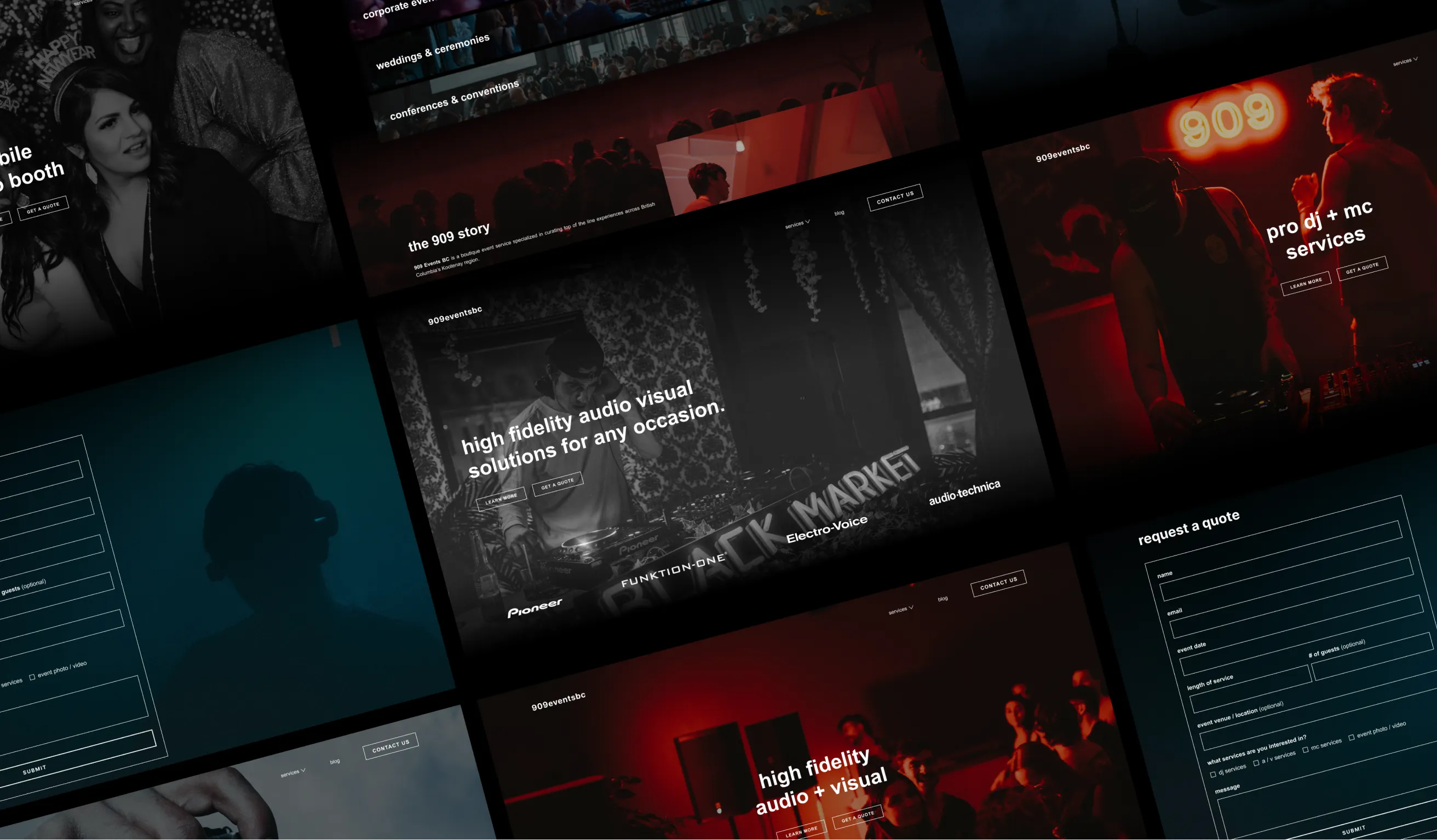 909 Events BC - Website Screens Preview