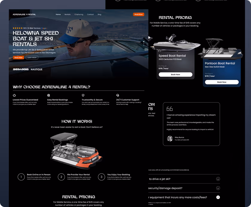 Adrenaline 4 Rental Website Preview