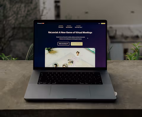 laptop with futuristic tech homepage open