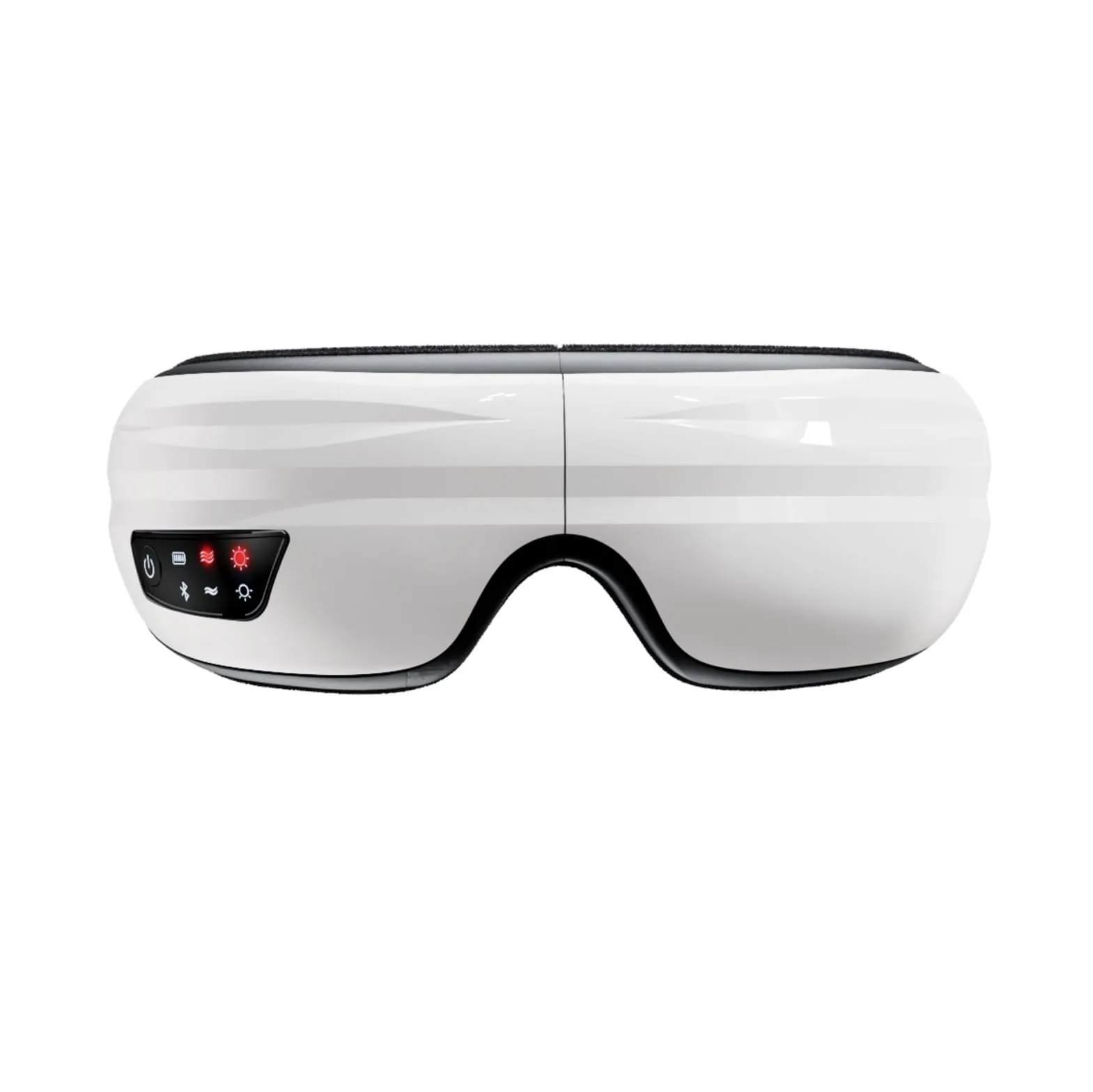 Front view of sleek white eye massage device for stress relief