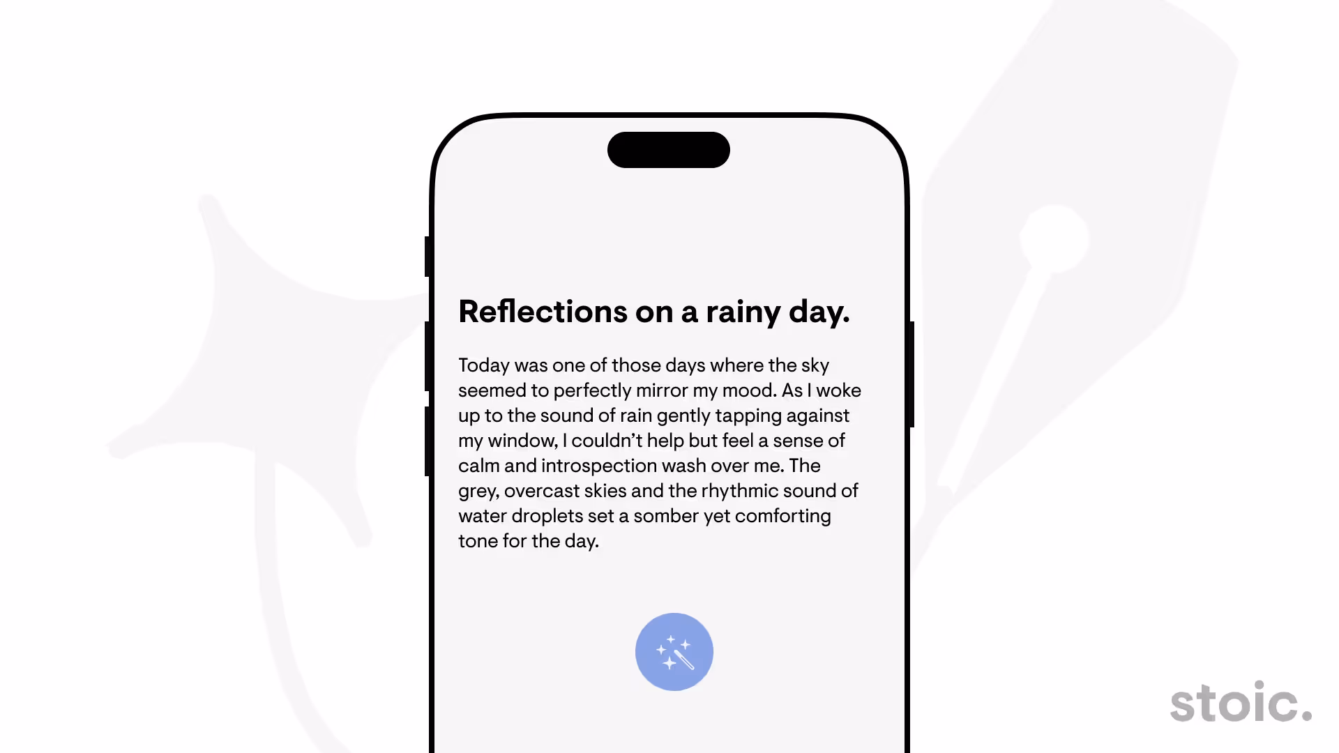 A screenshot of the stoic AI mental health app showcasing a feature where AI can analyze the writing in your journal entry.