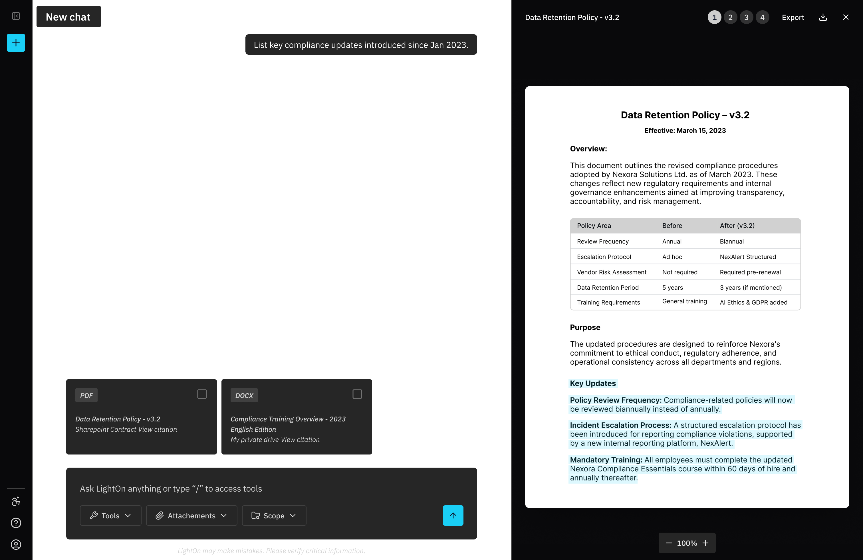 Compliance Analysis Screen