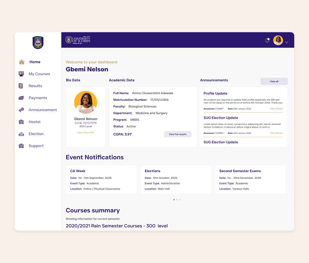 A mockup of a project