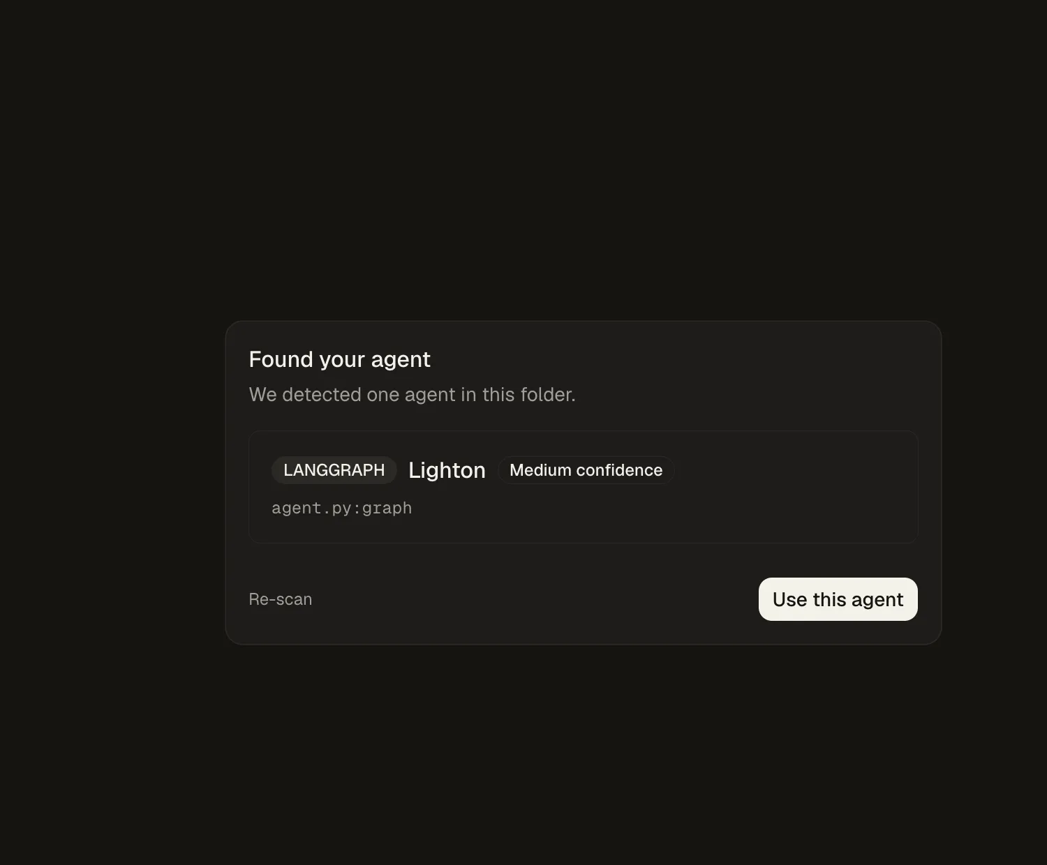 Agent detected by Idun Engine after pip install + idun init, framework identified as LangGraph