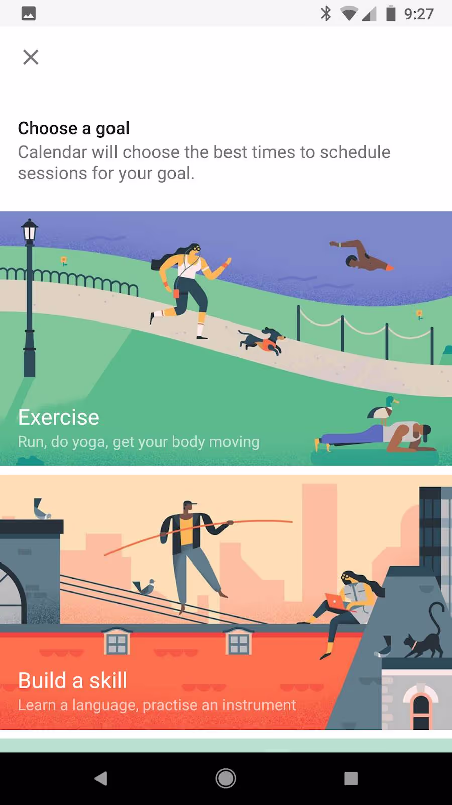 Choose your Goal in Google Calendar