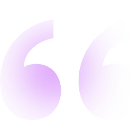 A large pair of pinkish-purple quotation marks on a transparent background.