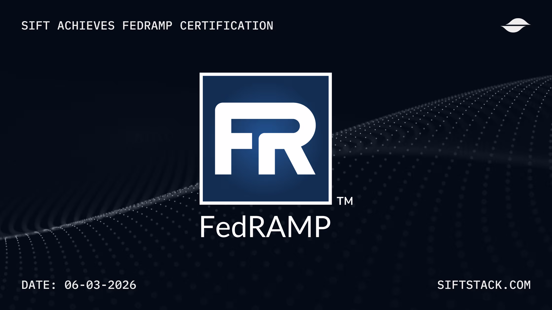 Image of FedRAMP logo on top of an abstract dot grid background