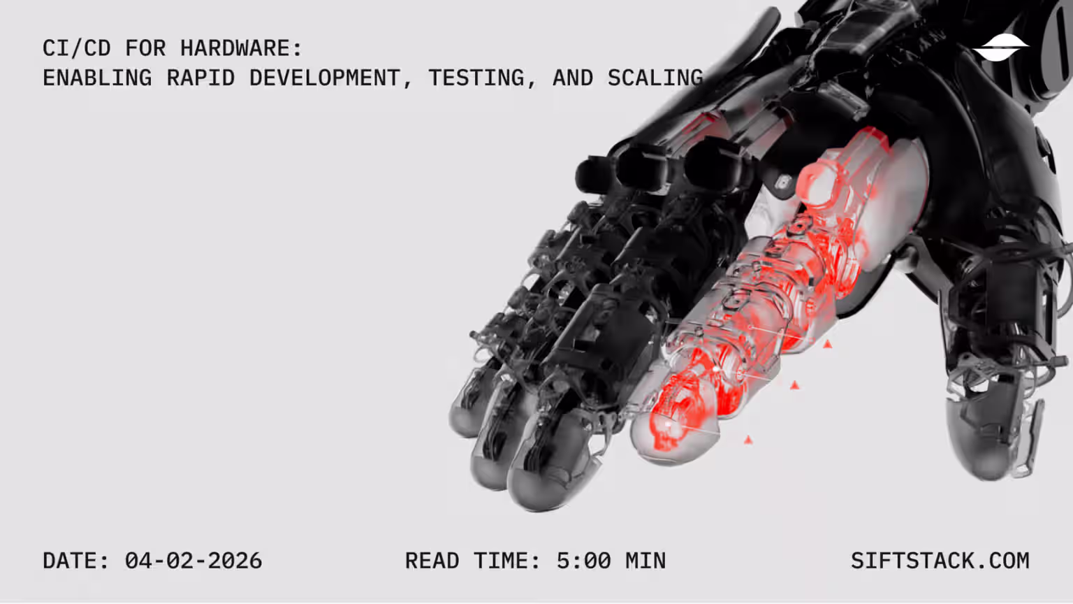 Image of robotic hand with transparency applied to one articulating finger