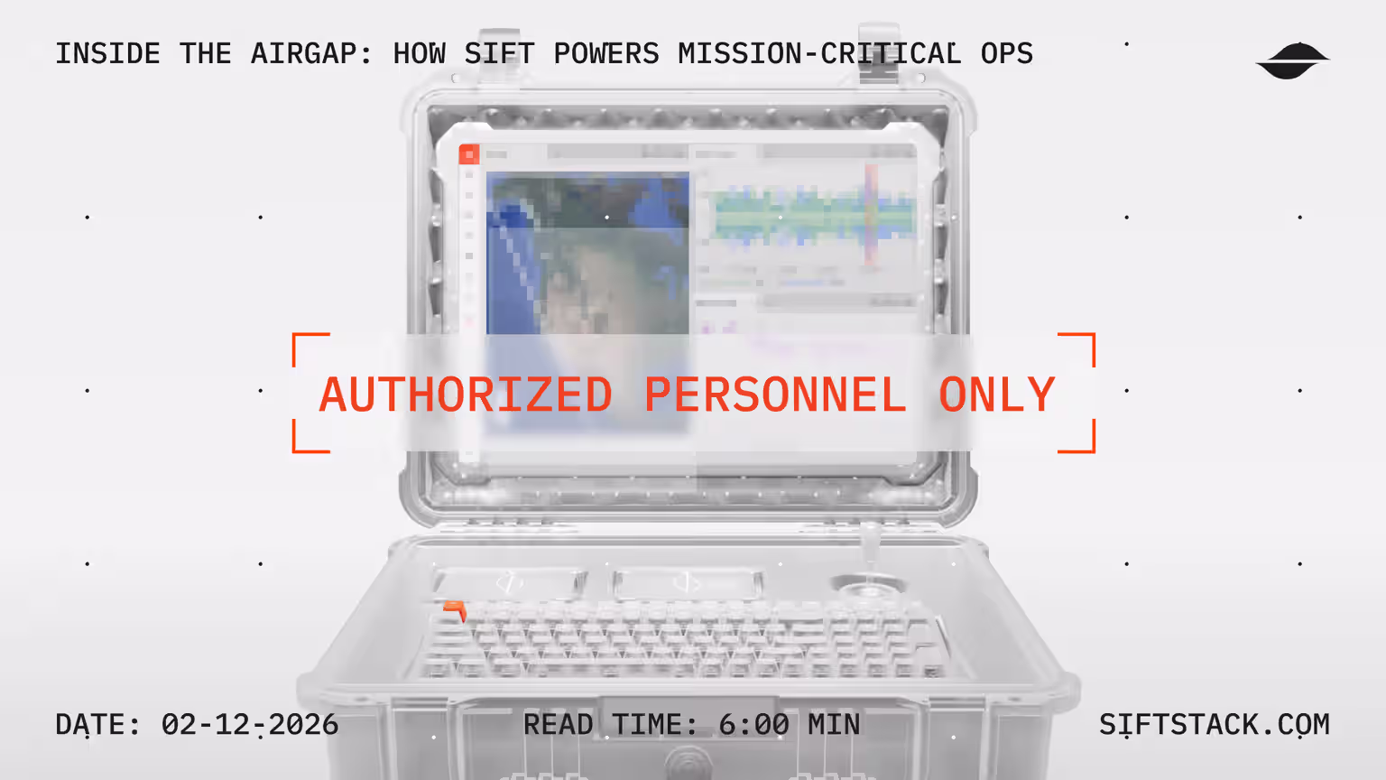Image of rugged tablet inside travel case displaying blurred telemetry with the words "Authorized Personnel Only" overlaid on top. 