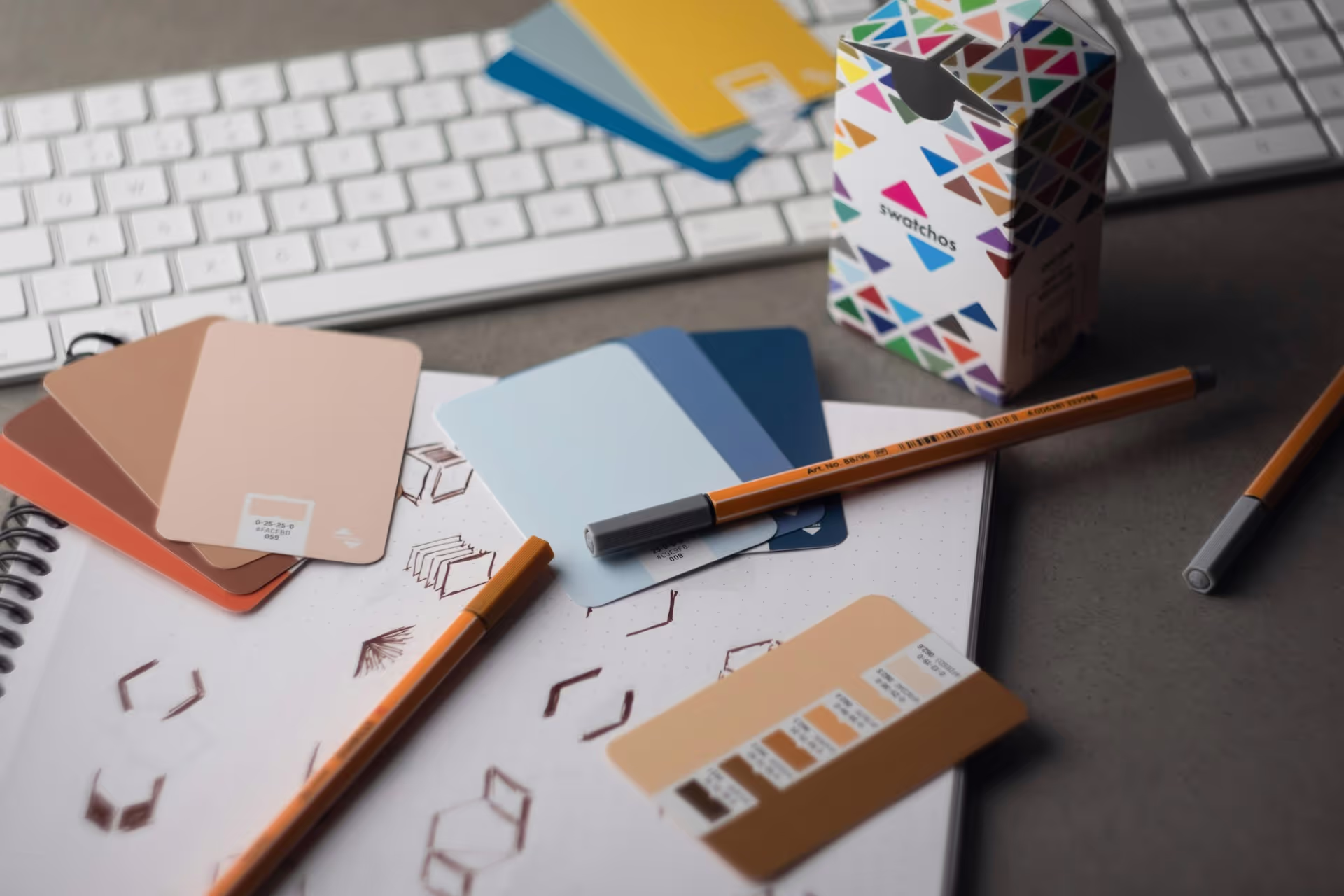 Brightter team is working on brand identity concept with color swatch and keyword.