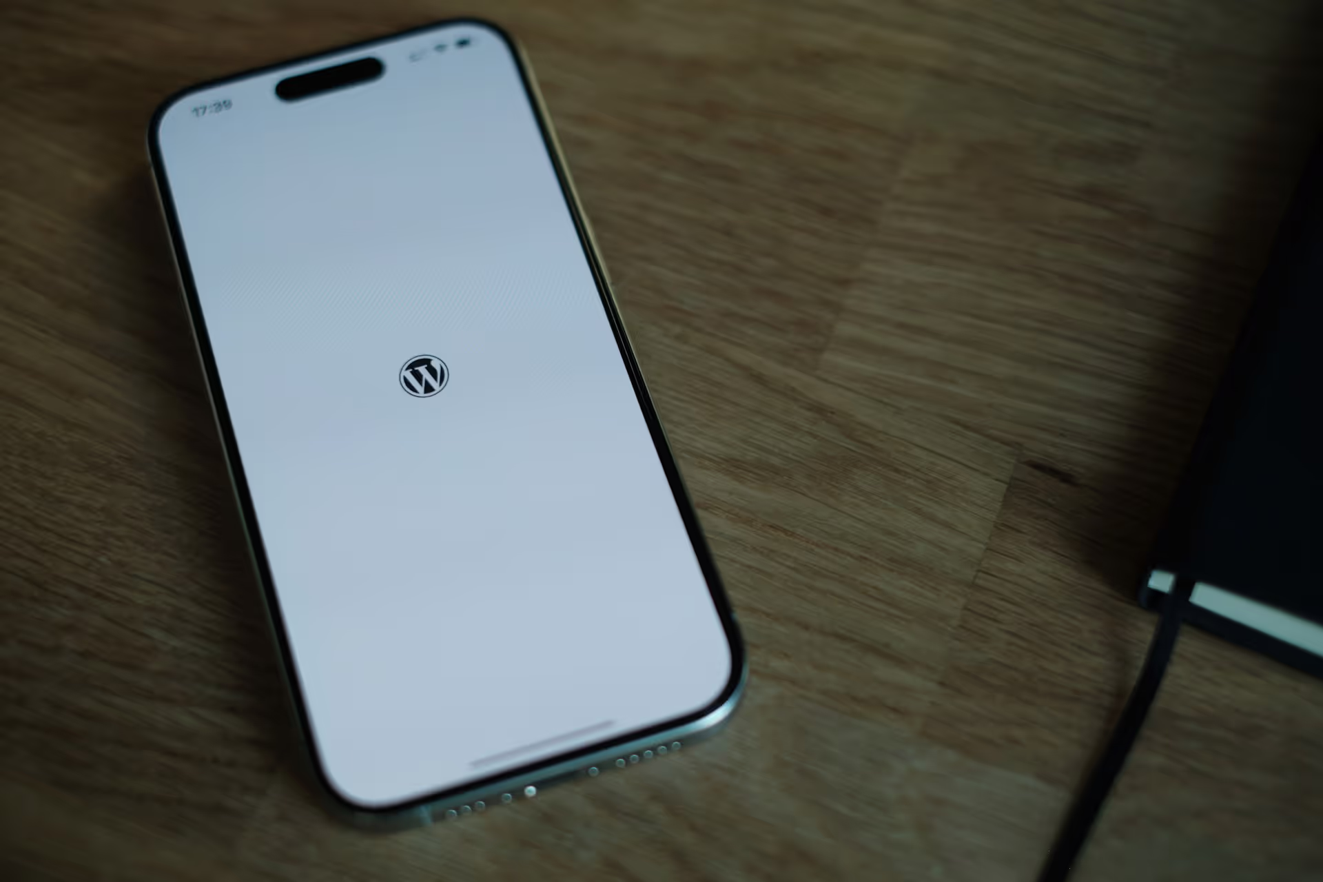 wordpress logo on a mobile phone screen