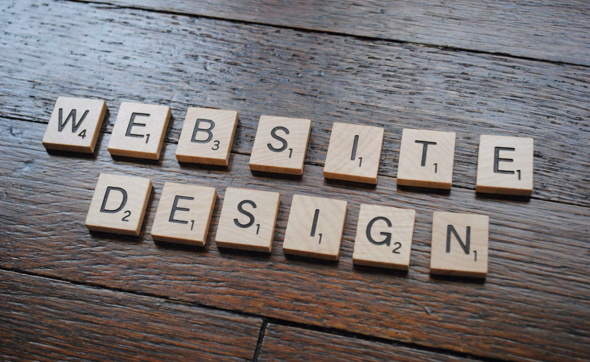 website design written on a wood wall