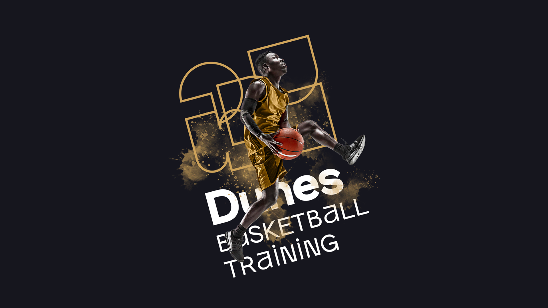 Basketteur en action devant le logo Dunes Basketball Training