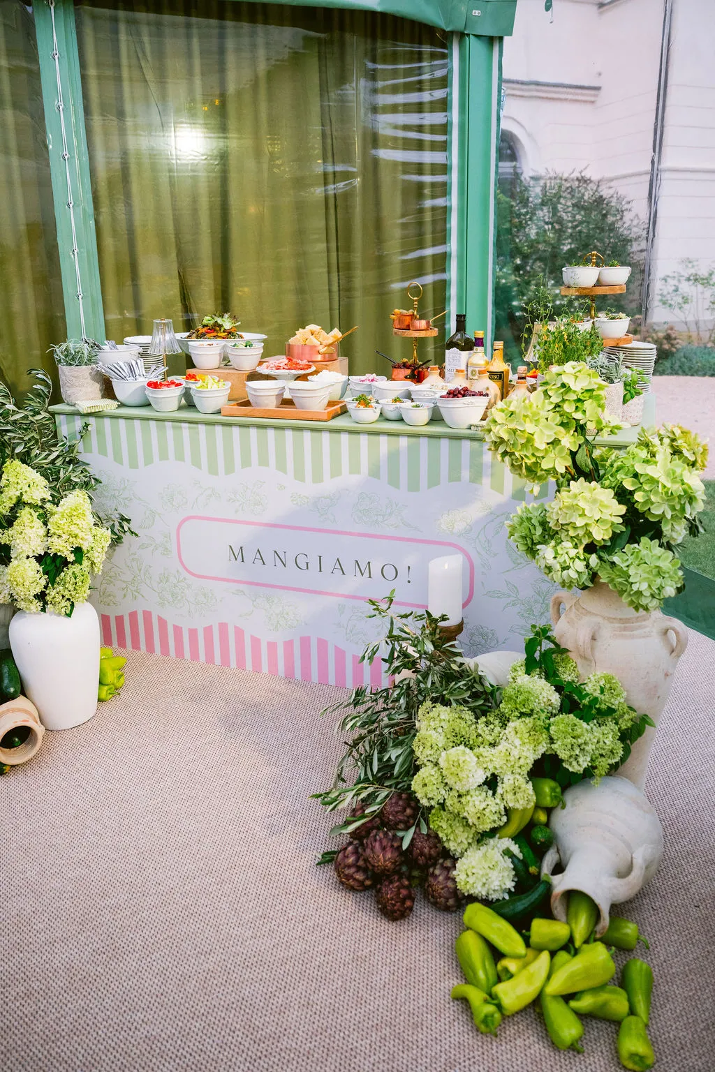 wedding food station at Chateau Mcely