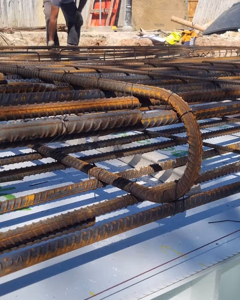 A close up of steel fixings